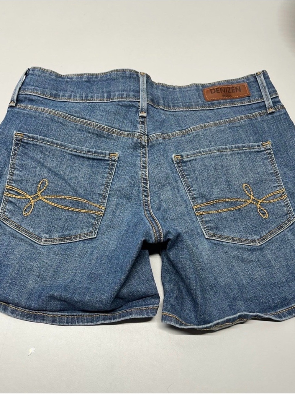 Denizen from Levi's Blue Denim Jean Shorts with Gold Stitching